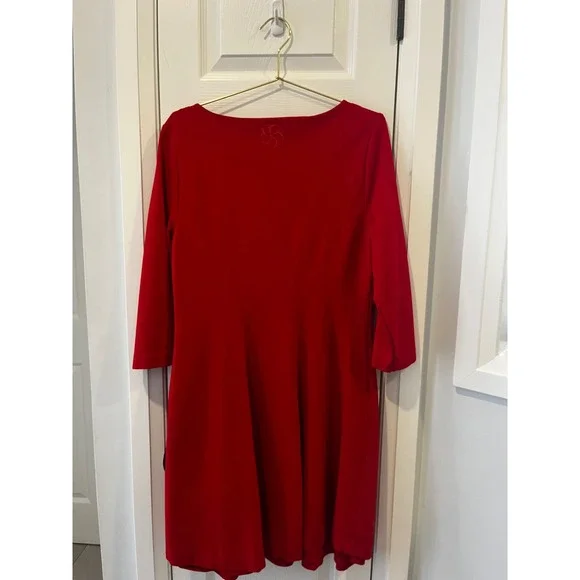IMNYC Isaac Mizrahi Red 3/4 Sleeve Boat Neck A Line‎ Dress Women's Size XL - Picture 12 of 13
